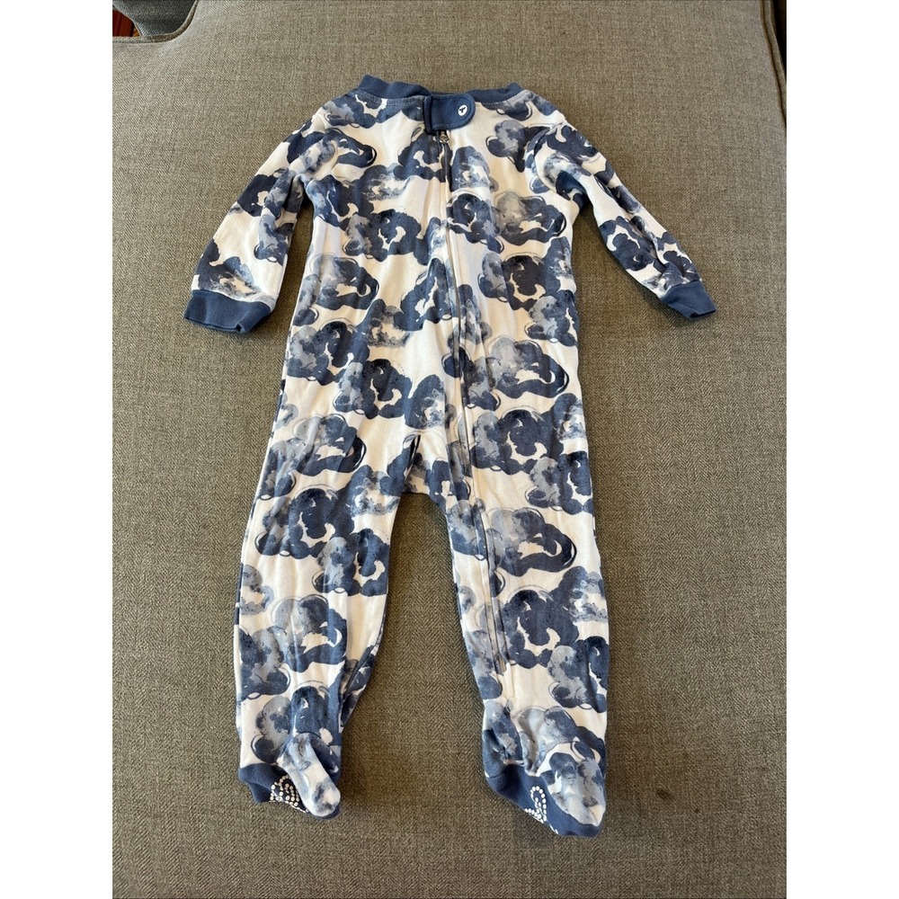 Burt's Bees Baby Blue Clouds Unisex Organic Cotton Footed Pajamas 6-9 monthS